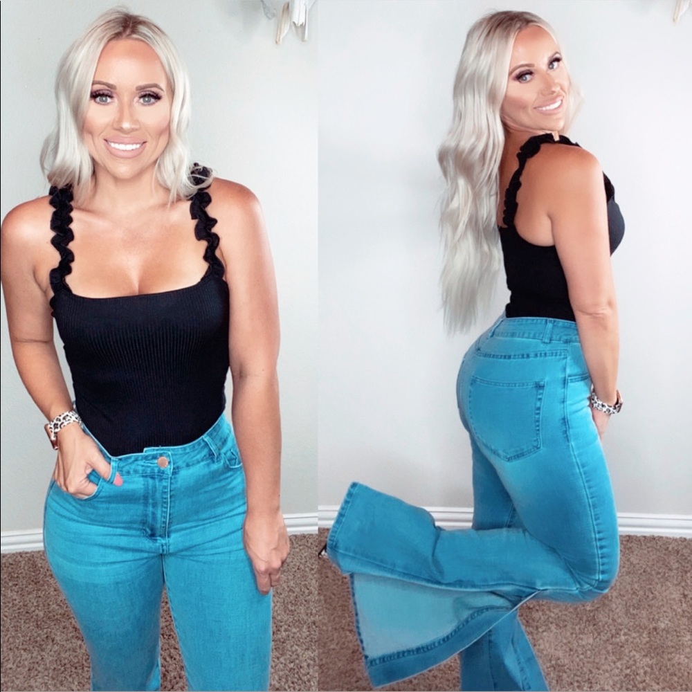 Black ruffle bodysuit